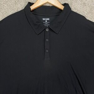 True Classic Polo Shirt Mens 2XL Black Short Sleeve Stretch Golf Performance EUC